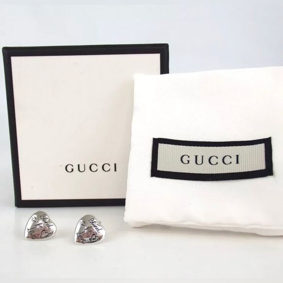 GUCCI Silver Heart Blind for Love Stud Earrings ๐คฉ๐๐ฅ - Picture 8 of 11